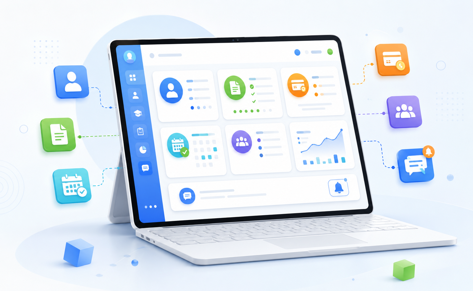 Modern custom school and college ERP software graphic